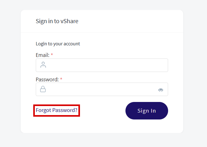 The Validis sign in card with the Forgot Password link highlighted below the Email and Password fields