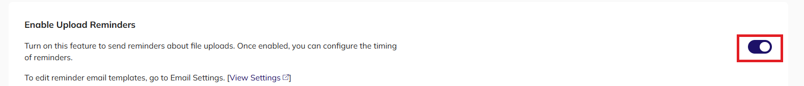 Enable Upload Reminders toggle switched on
