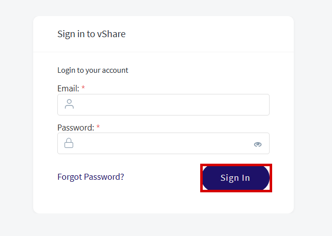 The Validis sign in card with Email and Password fields and the Sign In button highlighted