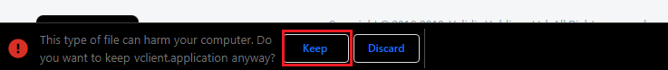 The browser security warning with the Keep option